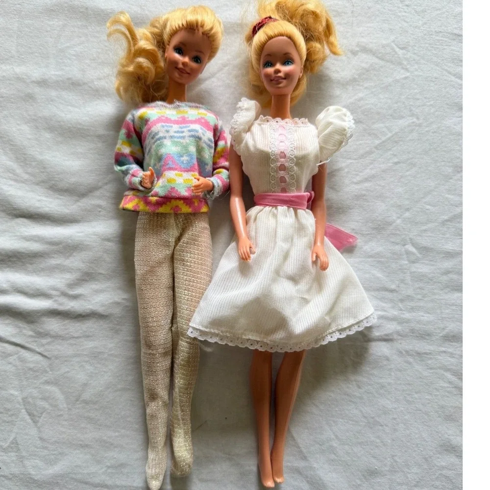 Vintage 1980's Mattel Barbie Dolls Set of 2 Blonde My First Barbie
